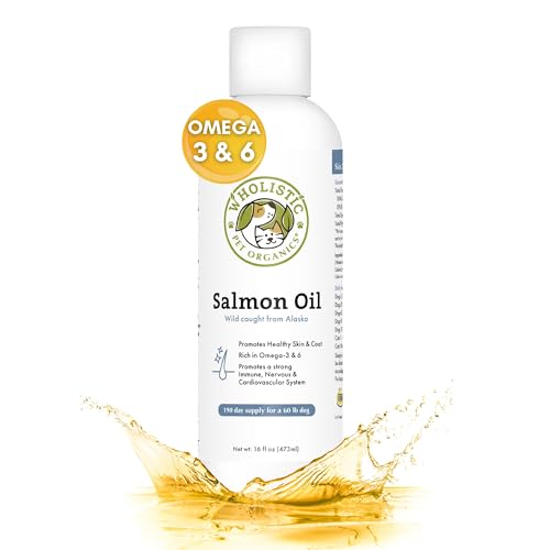 Wholistic Pet Organics Salmon Oil - Natural Omega 3 for Skin, Heart, and Coat Health - 8oz