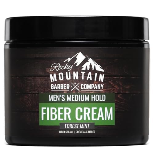 Men’s Fiber Hair Cream - Medium Hold & Shine, Beeswax Based, Forest Mint Scent - 4 oz