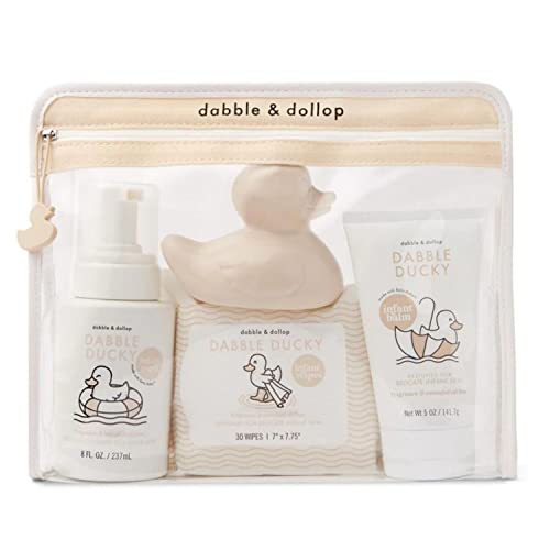 Dabble & Dollop Infant Essentials Kit - Natural, Tear-Free, Vegan, USA-Made - Gift Tote