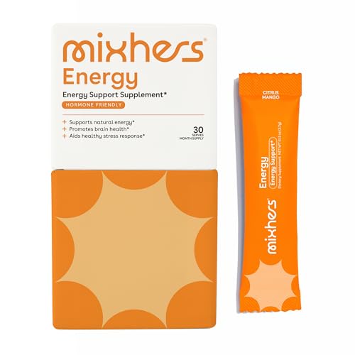 Mixhers Energy Powder - Natural Energy Lift, Brain Support with Green Tea - 30 Pack, Tropical Zing