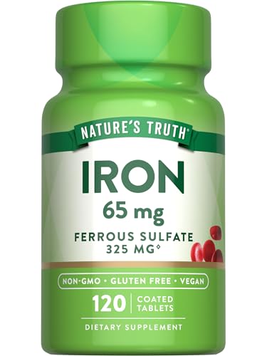 Nature's Truth Vitamin B Iron Supplement - 65mg Daily Support, Non-GMO, Gluten-Free - 120 Tablets