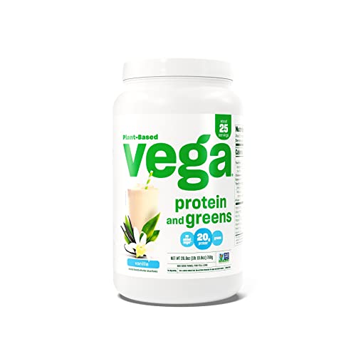 Vega Protein and Greens Powder - 20g Plant-Based Protein, Vegan, Non-GMO - 1.7 lbs