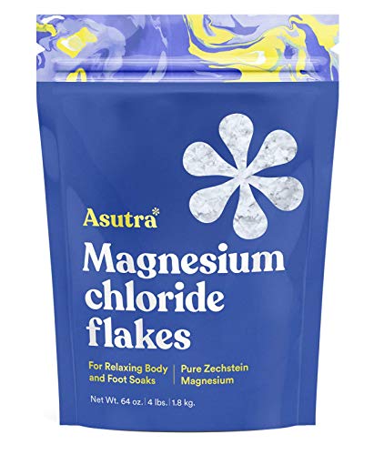 ASUTRA Magnesium Bath Flakes - Relaxing Foot & Body Soaks, Rapid Absorption - 4 lbs