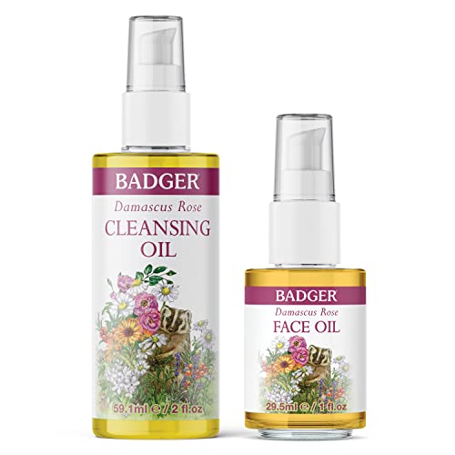 Badger Rose Face Oil - Hydrating Cleansing Oil, USDA Organic, Nourishing Formula - 4oz