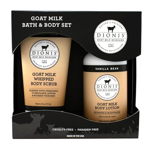 Dionis Goat Milk Bath & Body Set - Vanilla Bean Scent, Cruelty-Free, Paraben-Free - 6oz & 8.5oz