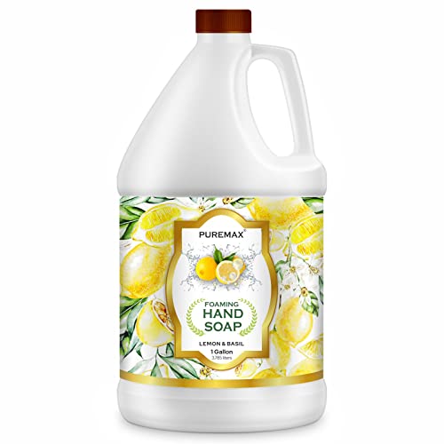 Puremax Foaming Hand Soap - Gentle, Moisturizing Lemon Basil, All-Natural - 128 Fl Oz