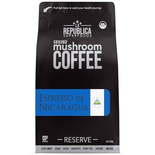 La Republica Espresso - Premium Mushroom Coffee with Antioxidants, Gluten-Free, 60 Servings