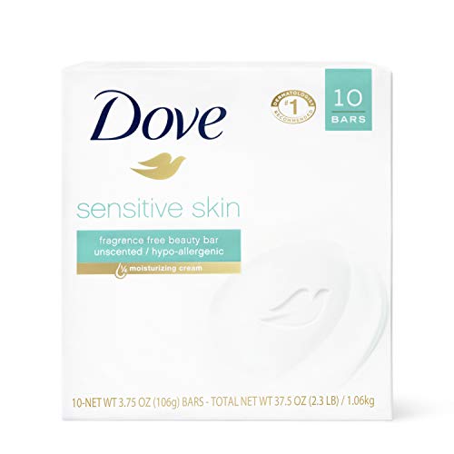 Dove Beauty Bar - Gentle Cleansing, Hypoallergenic & Nourishing for Sensitive Skin - 3.75oz, 10 Bars