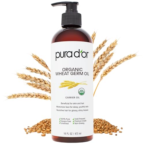 PURA D'OR Body Oil - Nourishing Wheat Germ Oil, Rich in Vitamin E for Skin & Hair - 16oz
