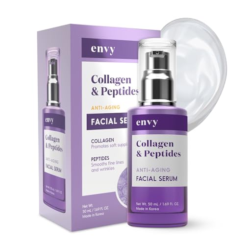 Envy Collagen & Peptides Face Serum - Hydrating, Anti-Aging, Vegan - 1.69 Fl. oz