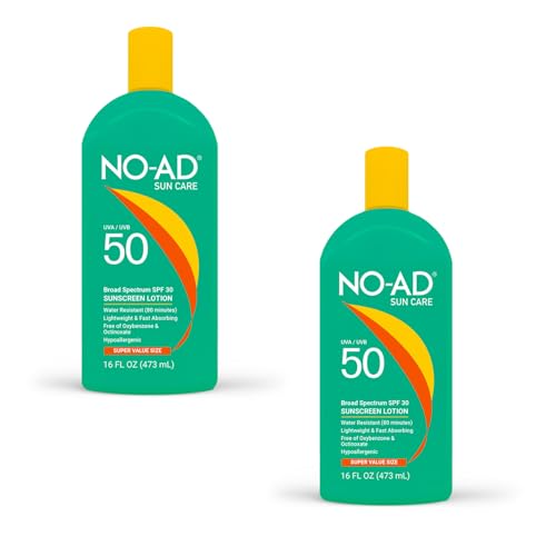 NO-AD SPF 50 Sunscreen Lotion - Broad Spectrum Protection, Moisturizing Aloe & Vitamin E - 32oz