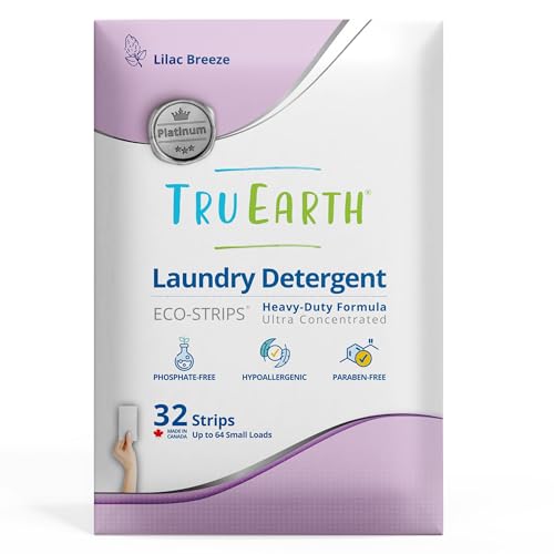 Tru Earth Platinum Laundry Detergent Sheets - Heavy Duty Cleaning, Hypoallergenic - 32 Sheets