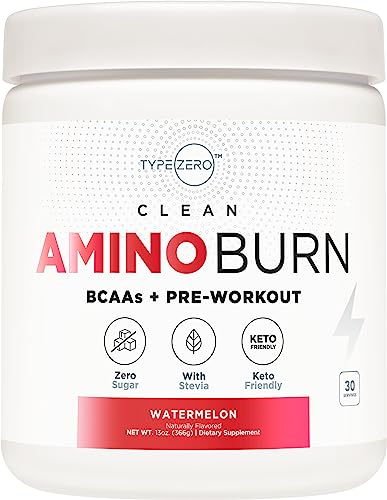 Type Zero AminoBurn Pre-Workout Drink - Energy Boost, Natural Ingredients, Watermelon Flavor - 750g