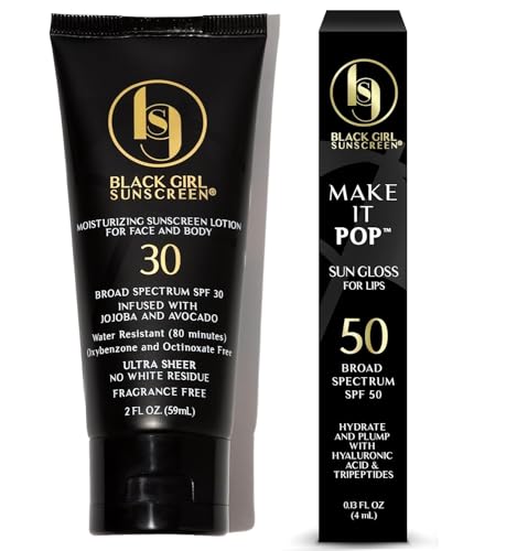 BLACK GIRL SUNSCREEN - SPF 30 Lotion & SPF 50 Lip Gloss for Melanin-Rich Skin - 2 Items