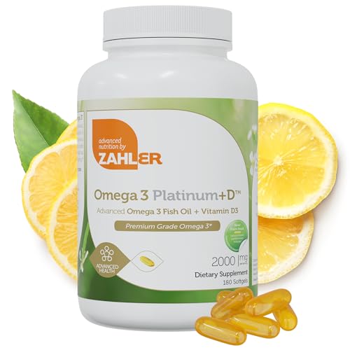 Zahler Omega 3 Platinum +D - Supports Heart, Joint & Immune Health, Kosher - 180 Softgels