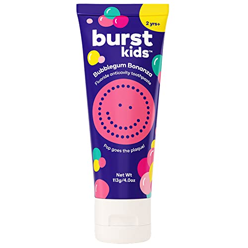 BURSTkids Bubblegum Bonanza Toothpaste - Anticavity, Vegan, Dye-Free, Safe for Ages 2+ - 4oz