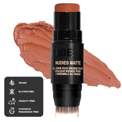 Nudestix Matte Cream Bronzer - Multi-Use for Face, Eyes & Lips, Vegan & Gluten-Free - Sunkissed