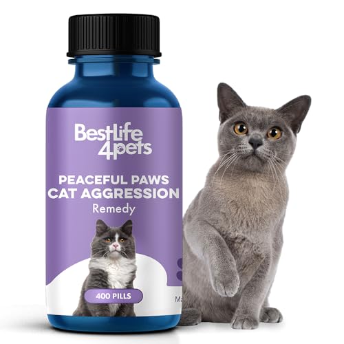 Peaceful Paws Cat Calming Supplement - Reduces Aggression, Non-Drowsy, Natural - 400 Pills