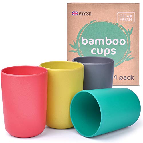 GET FRESH Bamboo Kids Cups Set - Safe, Colorful & Easy-Clean Drinking Cups for All Ages - 4-pack