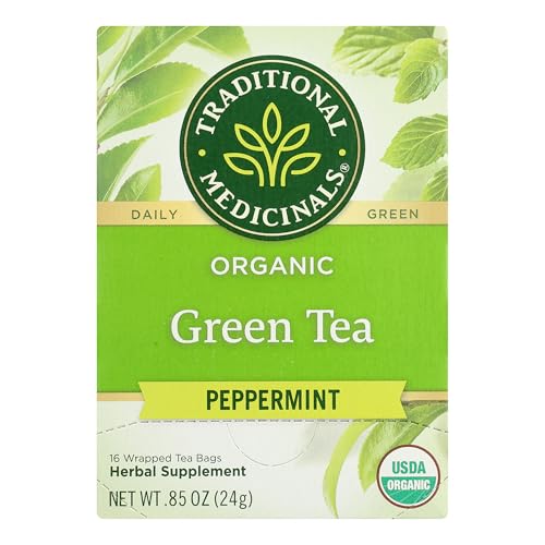 Traditional Medicinals Green Peppermint Tea - Soothes Digestive Discomfort, Organic - 16 Count