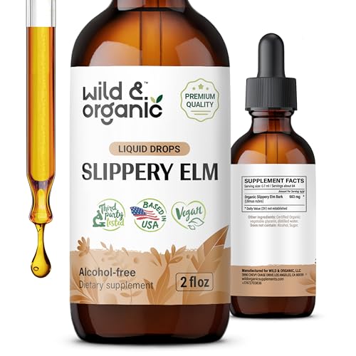 Wild & Organic Slippery Elm Drops - Lung & Digestive Support, Vegan, Alcohol-Free - 2 fl oz