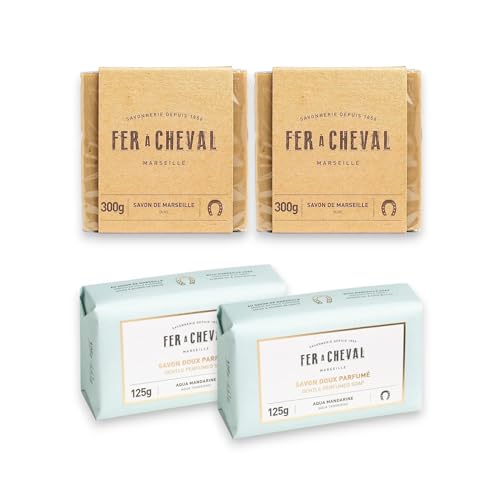 Fer à Cheval Marseille Soap Bars - Natural Olive Oil, Hypoallergenic, Citrus Scent - 300g, 2 Pack