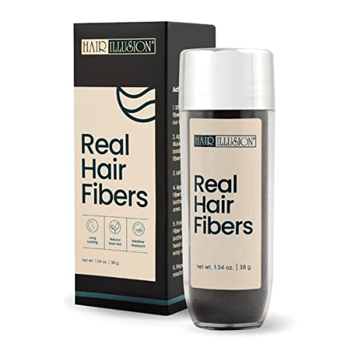 Hair Illusion Hair Building Fibers - 100% Natural Texture, Thinning Hair Concealer - 38g