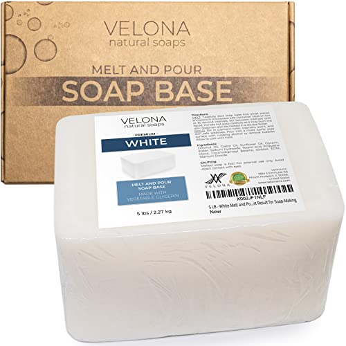 Velona Soap Set - Natural White Melt & Pour Base for Easy Customization, 5 LB - SLS/SLES Free