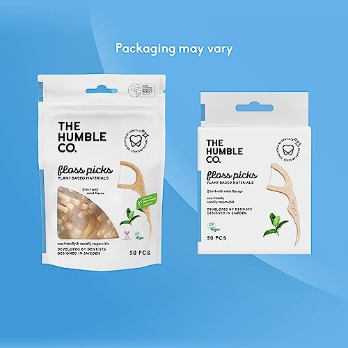 The Humble Co. Floss Picks - Plant-Based Dental Floss for Oral Care, Mint Flavor - 200 Count