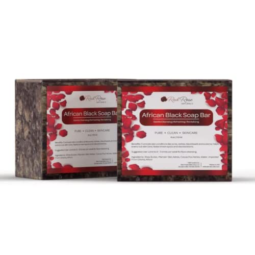 Red Rose Naturals African Black Soap - Deep Cleansing, Hydrating for Oily Skin - 4 oz