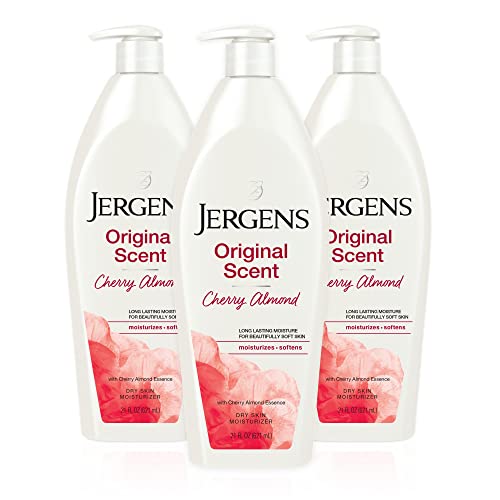 Jergens Body Lotion - Long-Lasting Hydration, Cherry Almond Essence, 21oz (3 Pack)