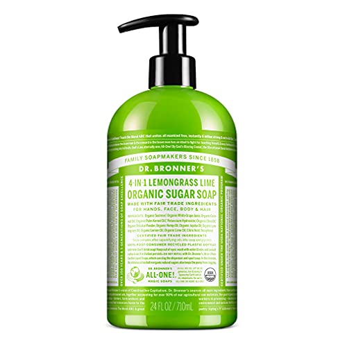 Dr. Bronner's Organic Sugar Soap - Nourishing Lemongrass Cleanse, Vegan - 24oz