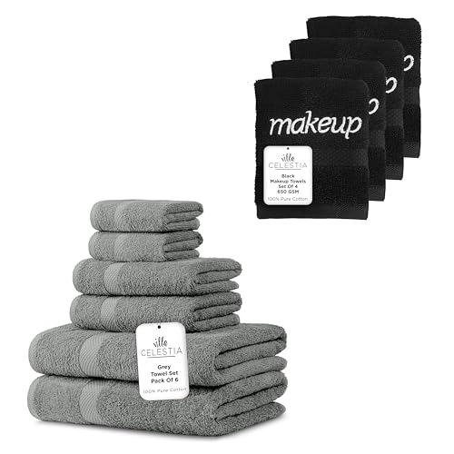 Luxurious 100% Cotton Towel Set - Ultra Absorbent, OEKO-TEX Certified, 10 Pack for Home & Spa