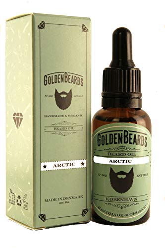 Golden Beards Organic Beard Oil - Moisturizes, Stops Itching, Mint Scent - 30ml Handmade in Denmark