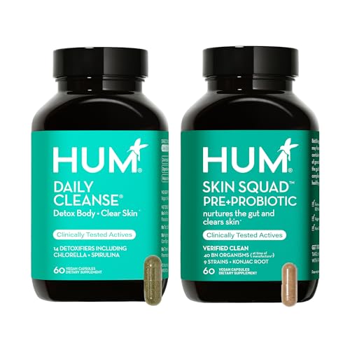 HUM Full Skin Detox & Cleanse - Probiotics for Acne, Organic Algae & Detox Herbs - 30 Caps