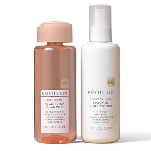 Kristin Ess Hair Clarifying Shampoo & Shine Conditioner - Removes Buildup, Detangles, Vegan - 10oz