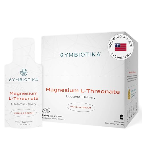 CYMBIOTIKA Magnesium L-Threonate - Brain & Sleep Support, High Absorption, Vanilla Crème - 30 Pack