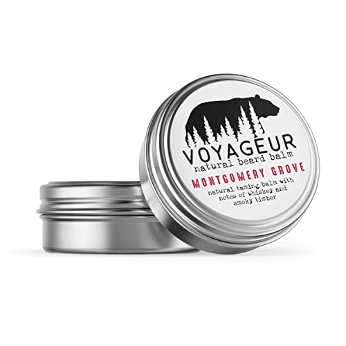 Delight Naturals Voyageur Beard Balm - Whiskey & Smoky Timber Scent, Handmade in USA - 2oz