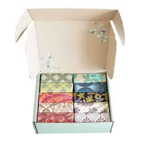 Artisan Essential Oil Soap Gift Set - 10 Handmade Scented Bars, Elegant Presentation