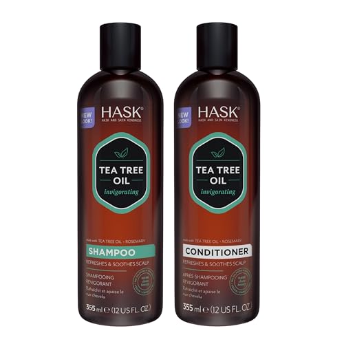 HASK Tea Tree Oil & Rosemary Shampoo & Conditioner Set - Nourishes, Color Safe, Gluten-Free - 1 Set