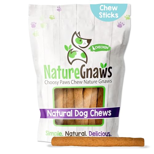 Nature Gnaws Dog Treats - Natural Chicken Chew Sticks, Dental Health, Plastic Neutral - 1lb