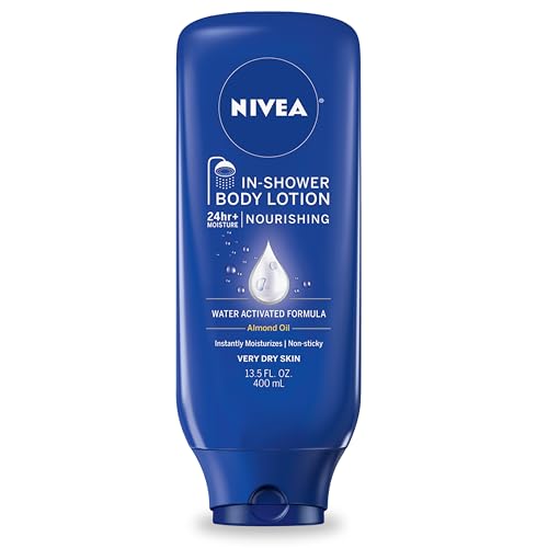 NIVEA In Shower Body Lotion - Instant 24-Hour Moisture, Almond Oil Enriched - 13.5 Fl Oz