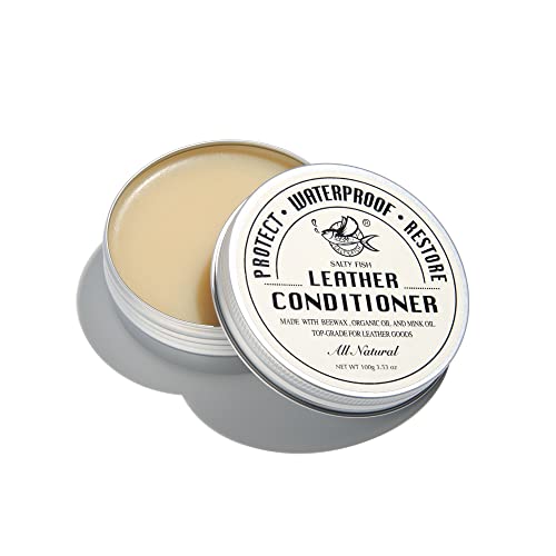 SALTY FISH All-Natural Leather Conditioner - Protects, Softens, Waterproofs - 3.53oz