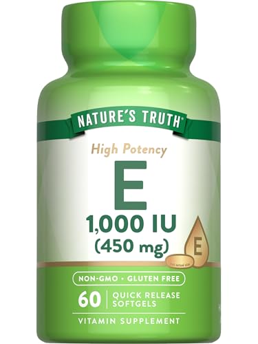 Nature's Truth Vitamin E Softgels - High Potency 1000 IU, Non-GMO, Gluten Free - 60 Count