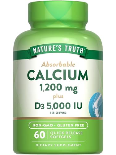 Nature's Truth Calcium with Vitamin D3 - Daily Support, Non-GMO & Gluten Free - 60 Softgels