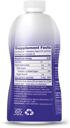 Nature's Way Liquid Iron - Restores Energy, Sugar-Free Berry Flavor, Gluten-Free - 16 Fl. Oz.