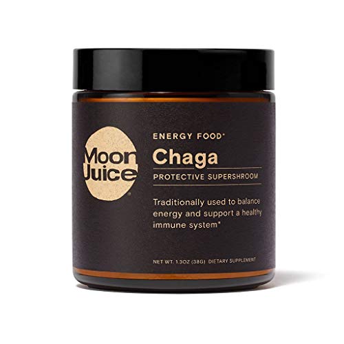 Moon Juice Chaga Mushroom Supplement - Supports Energy & Immune Health, Vegan - 1.3oz