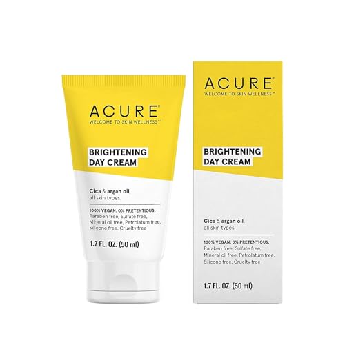 Acure Brightening Day Cream - Moisturizes & Evens Skin Tone, Cica & Argan Oil - 1.7 Fl Oz