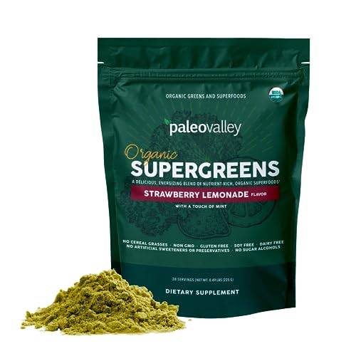 Paleovalley Organic Supergreens - Immune Support from 23 Raw Superfoods, Gluten Free - 28 Servings