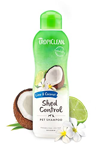 TropiClean Dog Shampoo - Reduces Shedding, Tropical Lime & Coconut Scent, 20 oz